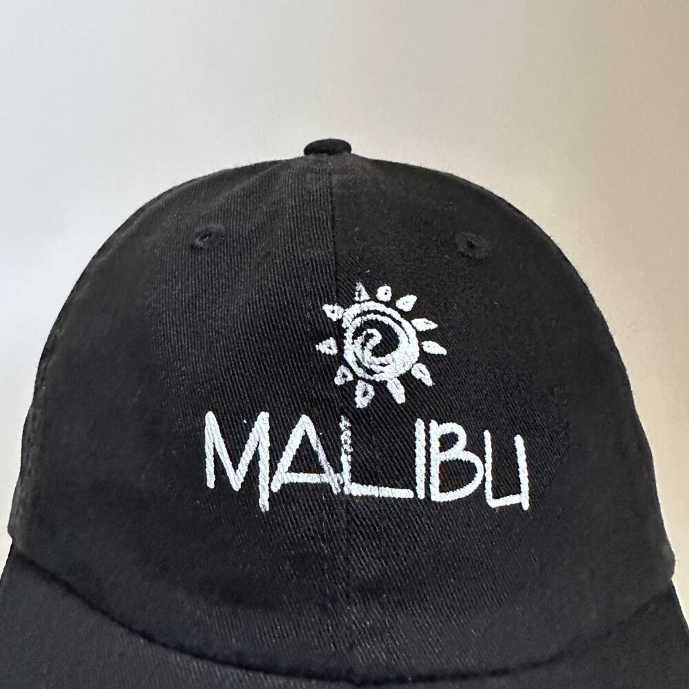 Malibu Mega Cap Inc. Dad Hat Adjustable Strap Back Cap Black 100% Cotton - Picture 2 of 9